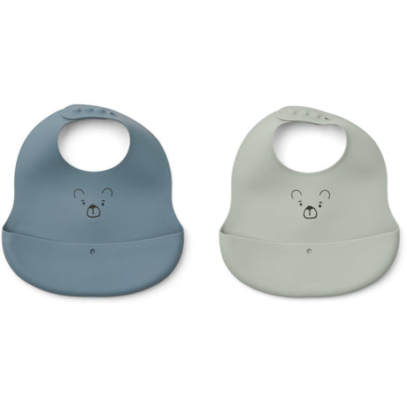 LIEWOOD Mr Bear Dove Blue / Whale Blue Ember Printed Haklapp 2-pack