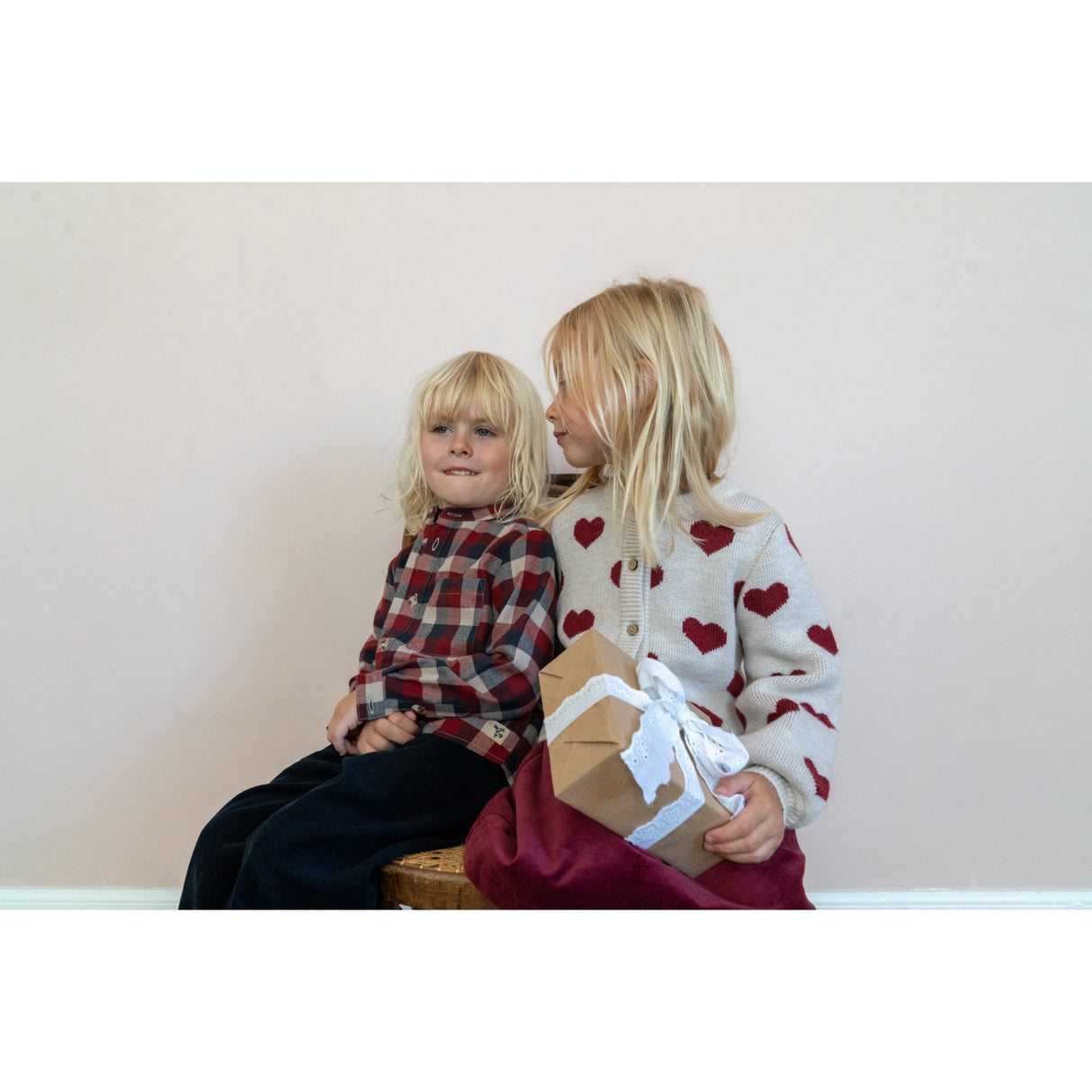 Wheat Offwhite Melange Jacquard Cardigan Hearts