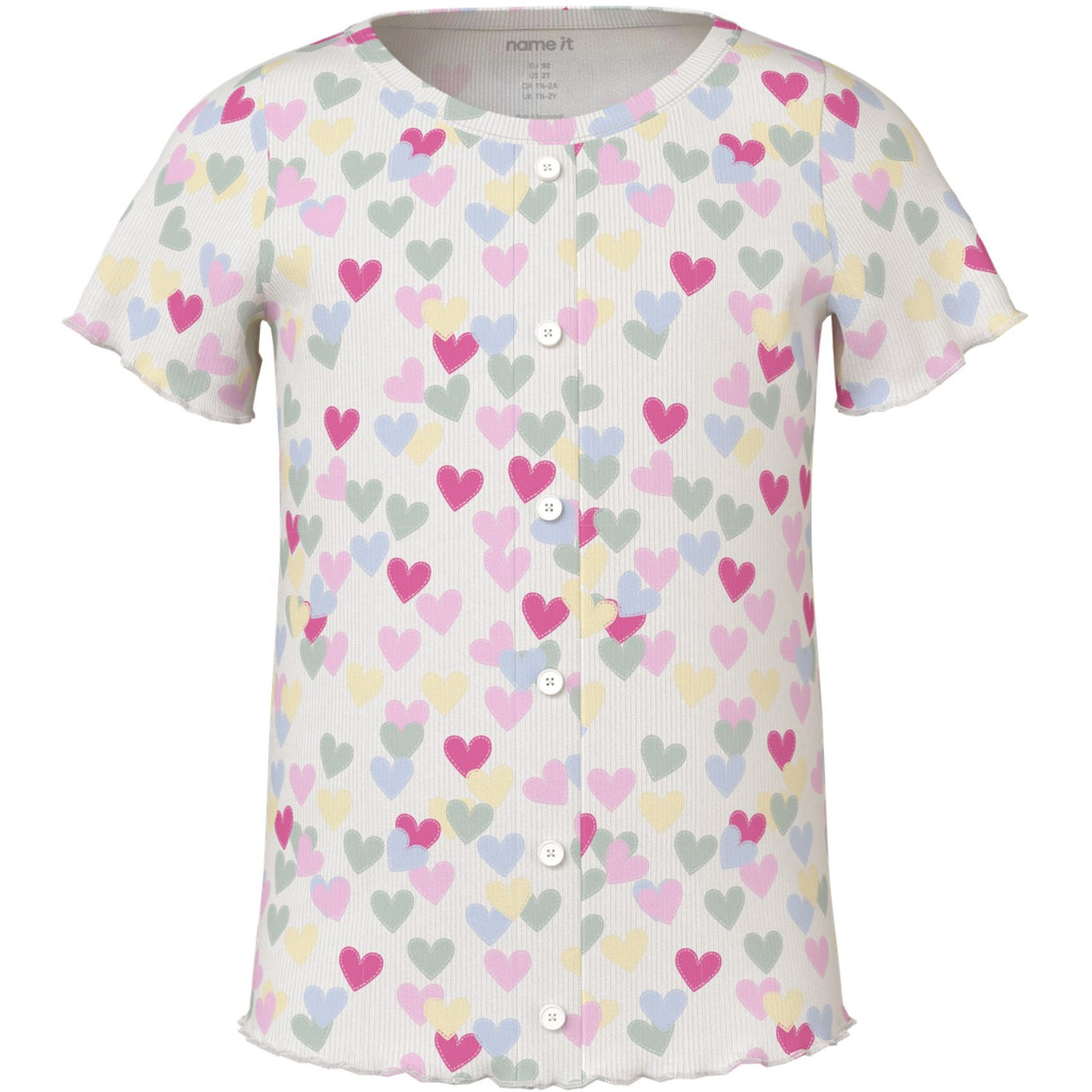 Name It Cloud Dancer Random Hearts Nmfvemia Aop Ss Slim Topp