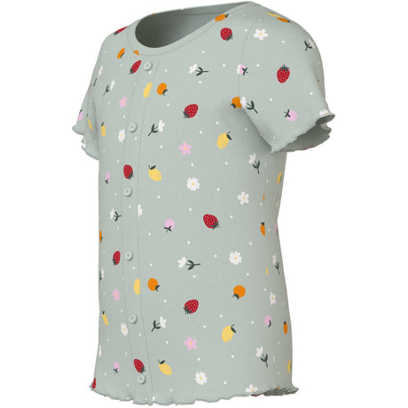 Name It Pale Aqua Fruit Flowers Nmfvemia Aop Ss Slim Topp