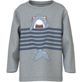 Name It Grey Melange Shark Nmmvilasse Ls Nreg Topp