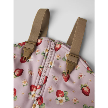 Name It Keepsake Lilac Strawberry Nmfalfa08 Softshell Haklapp Byxor Aop Fo
