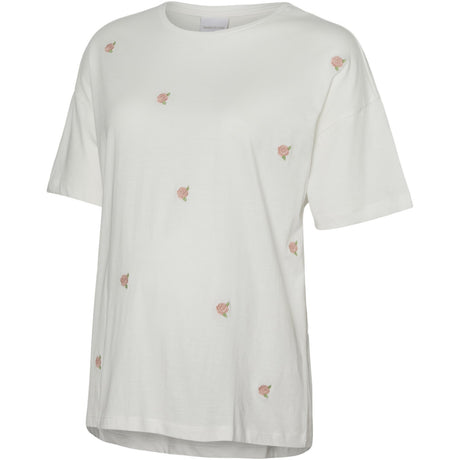 Mama;licious Snow White Small Roses Emb. Mlrosetta Ss Jrs Topp