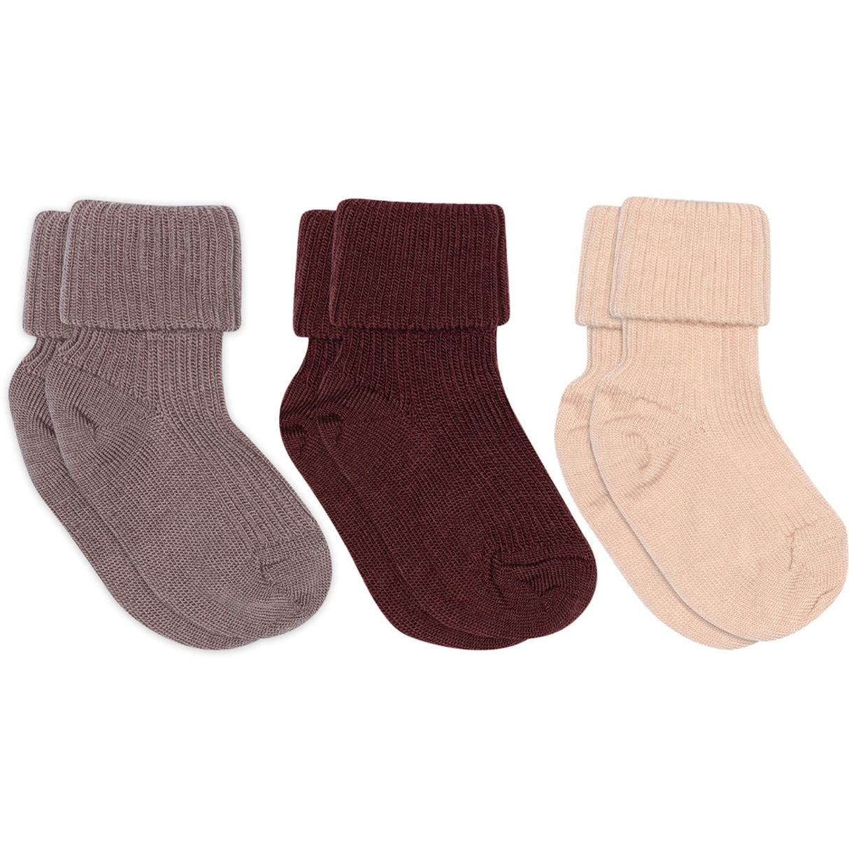 Mp Danmark Rose Dust Ull Rib Baby Strumpor 3-Pack