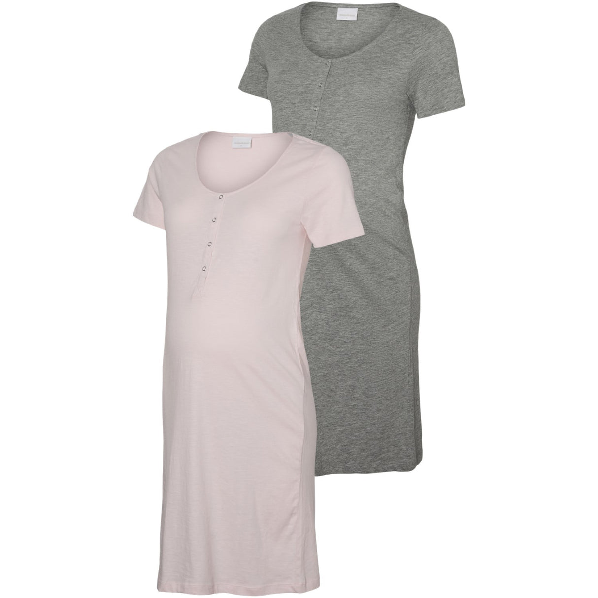 Mama;licious Chalk Pink Light Grey Melange Mlmira Jrs Natklänning 2F 2-P Noos