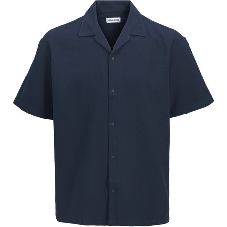 Jack & Jones Junior Navy Blazer Jjglobal Waffle Resort Skjorta Ss Jnr