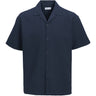 Jack & Jones Junior Navy Blazer Jjglobal Waffle Resort Skjorta Ss Jnr