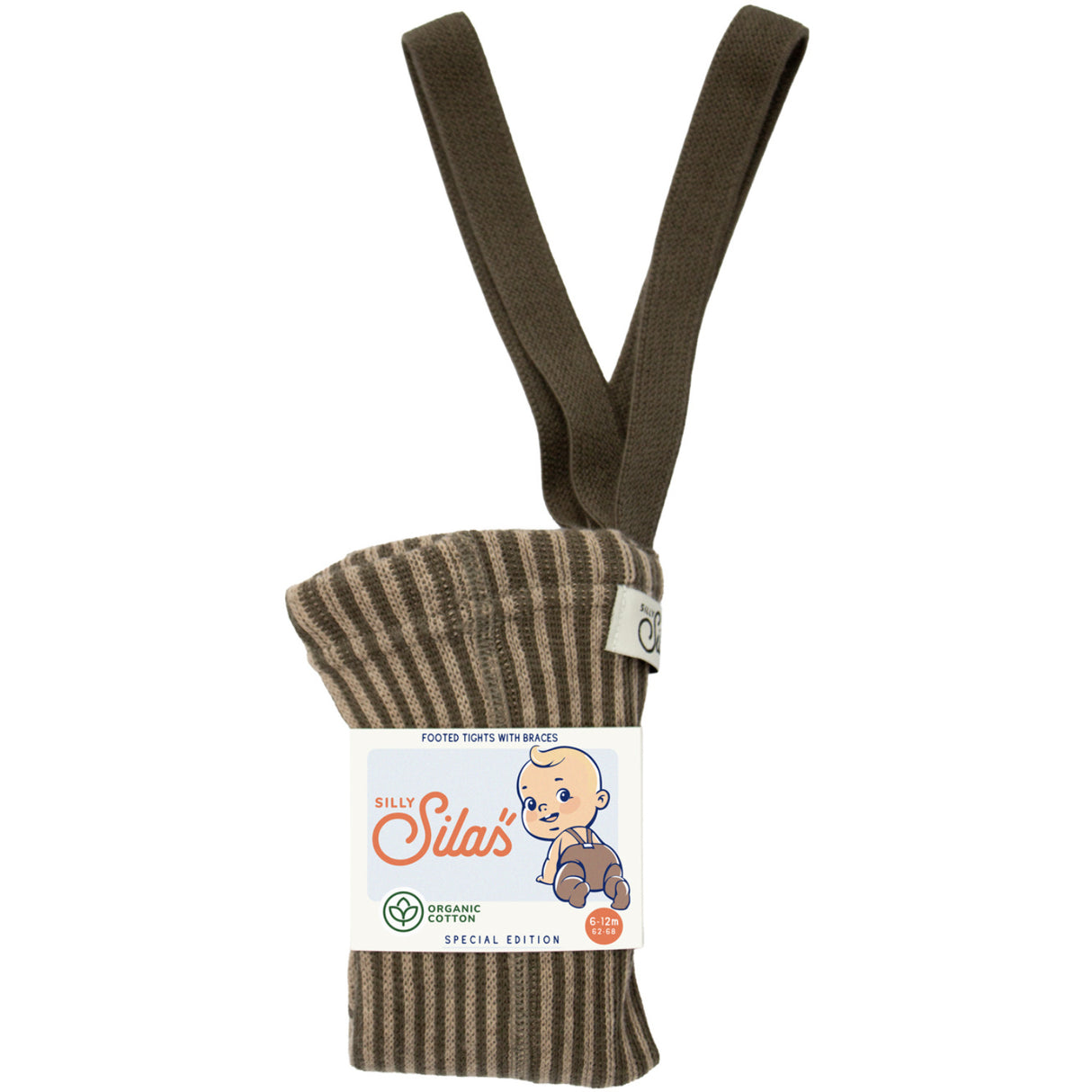 Silly Silas Seaweed Brown X Peanut Striped Special Footed Strumpbyxar