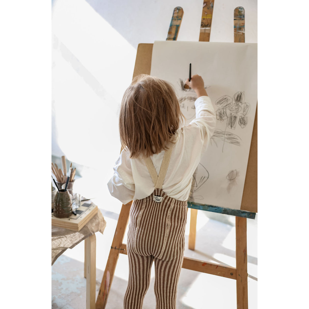 Silly Silas Granola X Cream Striped Special Footless Strumpbyxar