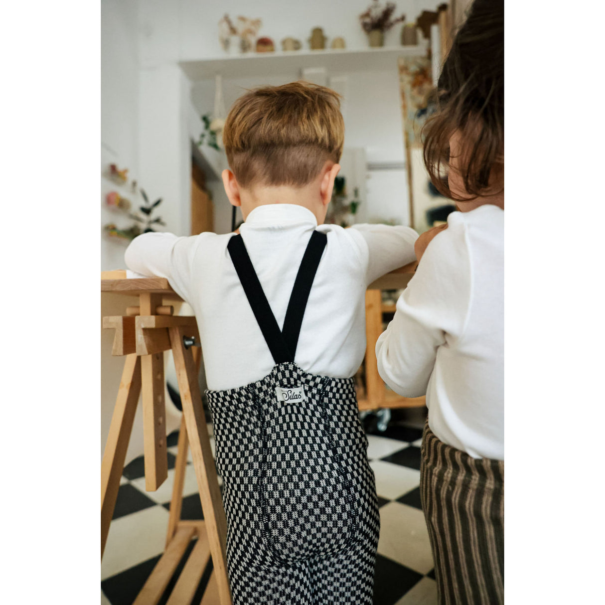 Silly Silas Black X White Checked Special Footless Strumpbyxar