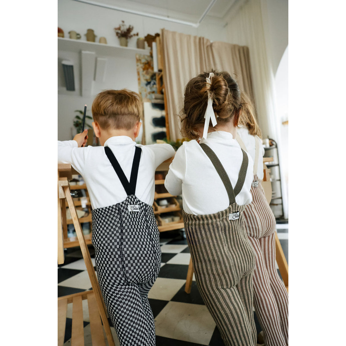 Silly Silas Black X White Checked Special Footless Strumpbyxar