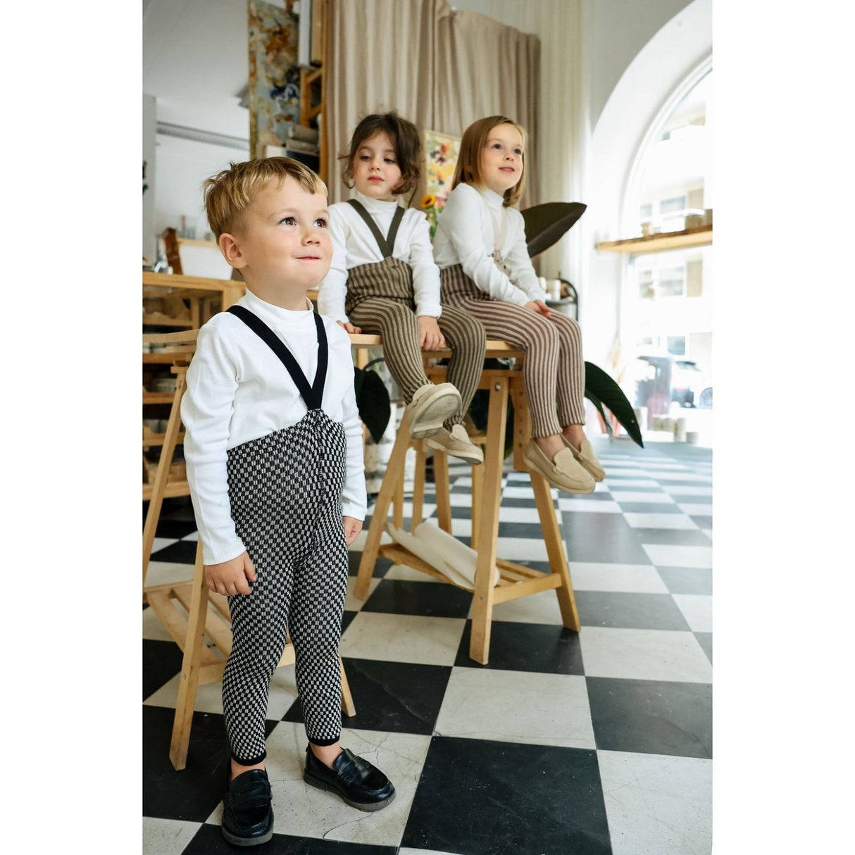 Silly Silas Black X White Checked Special Footless Strumpbyxar