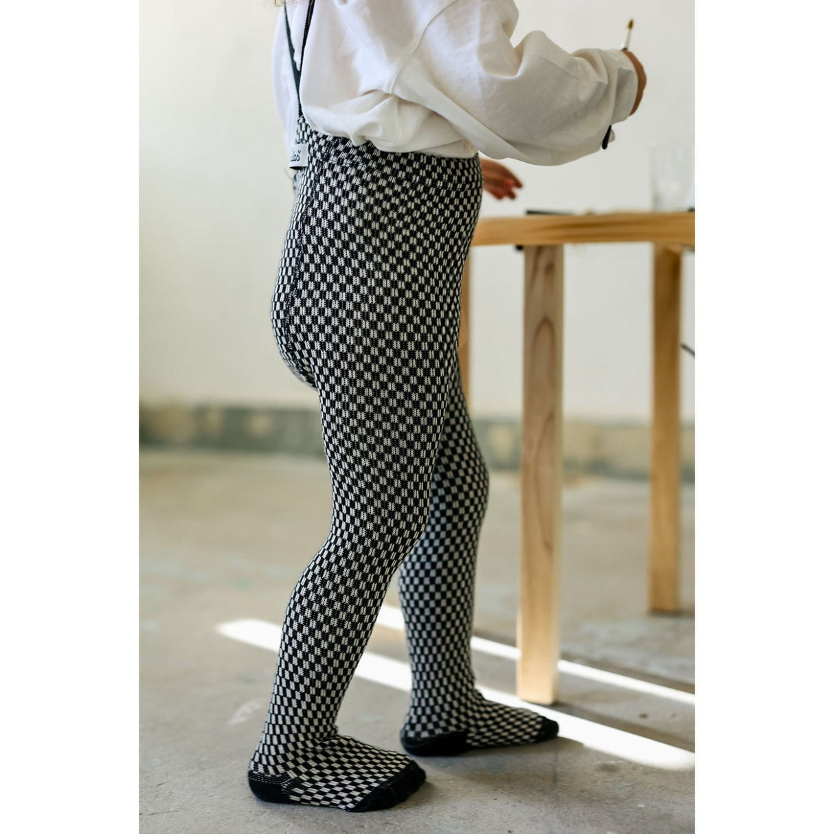 Silly Silas Black X White Checked Special Footed Strumpbyxar