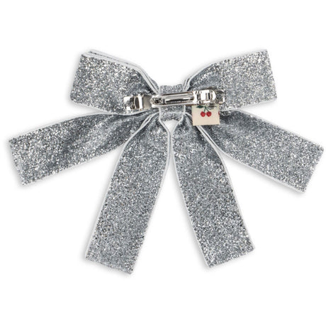 Konges Sløjd Silver Glitter Sammet Dubbel Rosett Hair Barrette