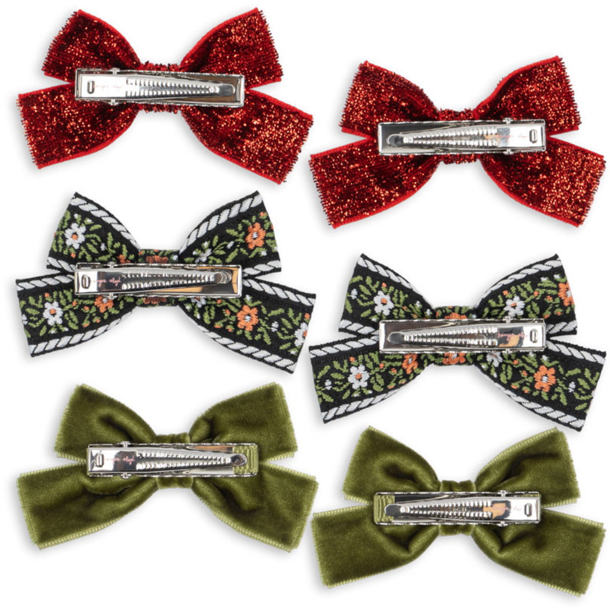 Konges Sløjd Red/Green 6 Pack Micki Rosett Hair Clips