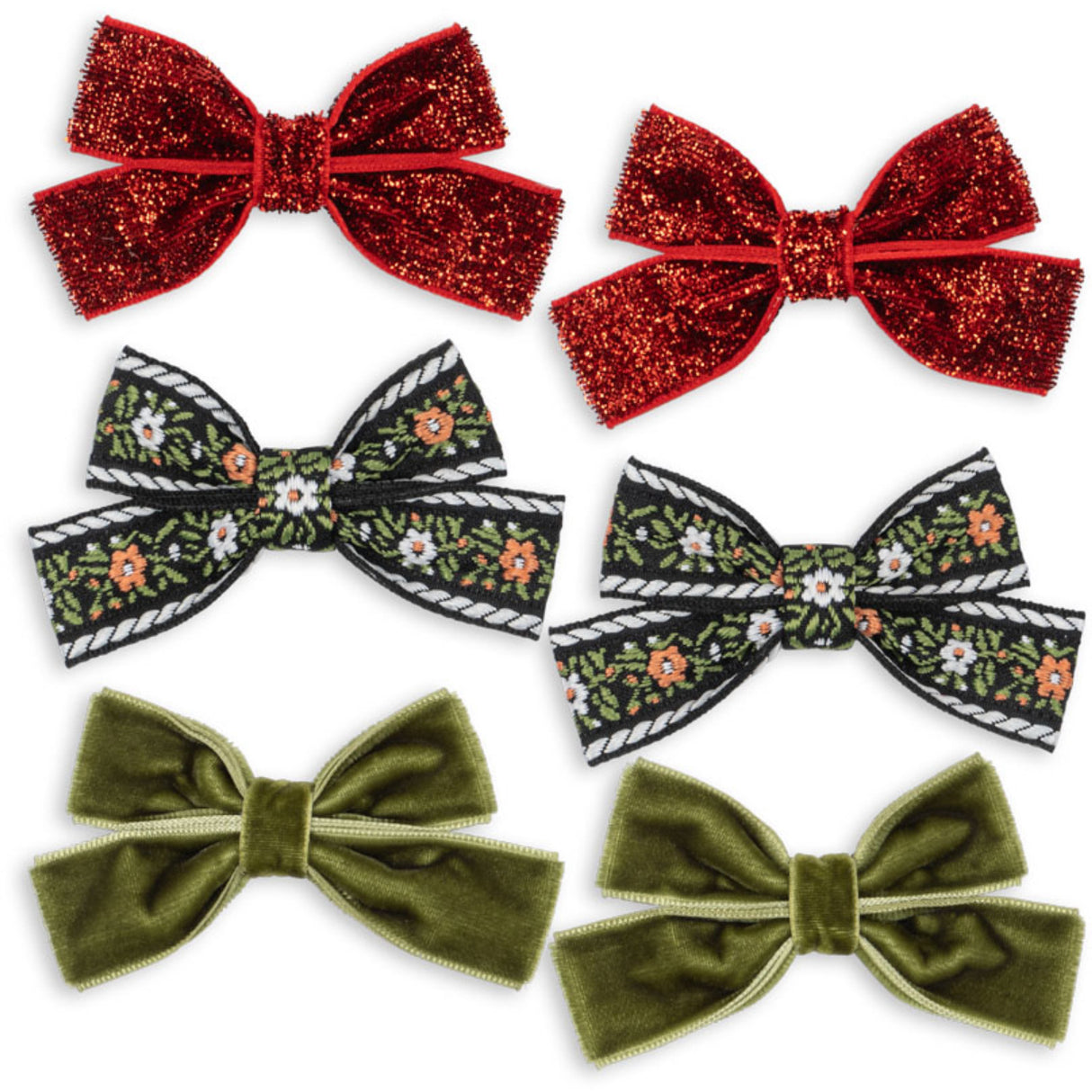 Konges Sløjd Red/Green 6 Pack Micki Rosett Hair Clips