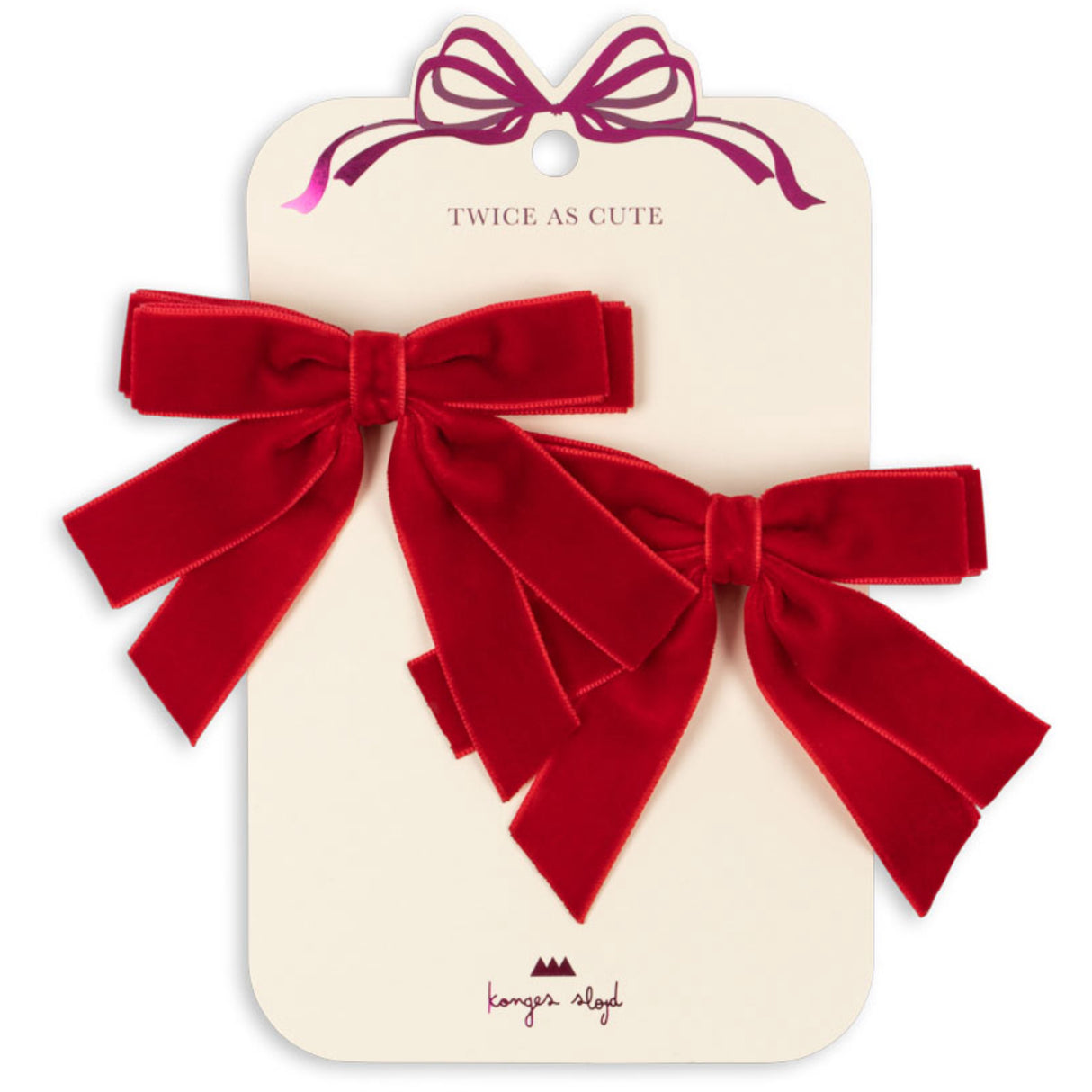 Konges Sløjd Barbados Cherry 2 Pack Sammet Dubbel Rosett Hair Clips