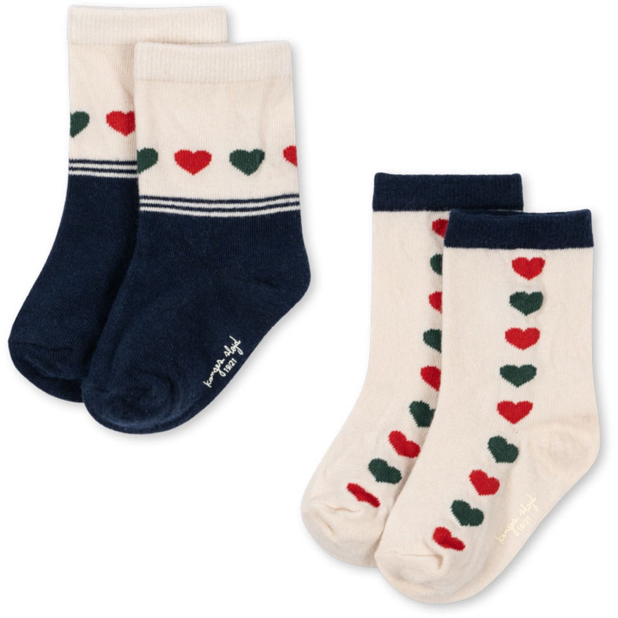 Konges Sløjd Heart Mix 2 Pack Jaquard Strumpor