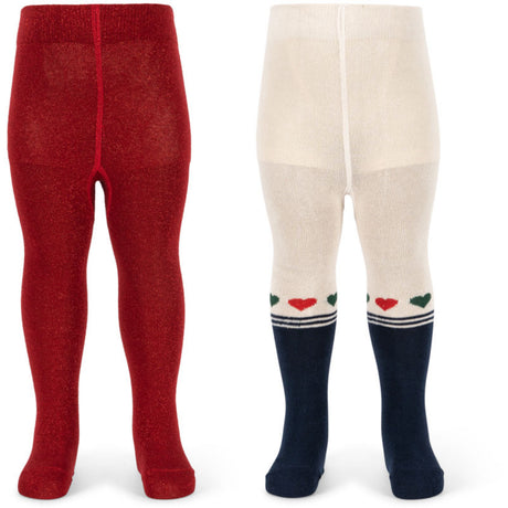 Konges Sløjd Heart Mix 2 Pack Lurex Strumpbyxar