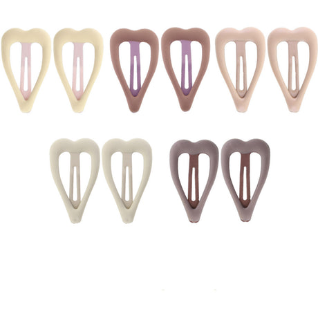 Bow's by Stær Brown Snap Hårklämma - Hjärta Mix (10-pack)