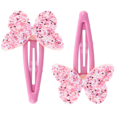 Bow's by Stær Pink Snap Hårklämma - Fjäril (2-pack)