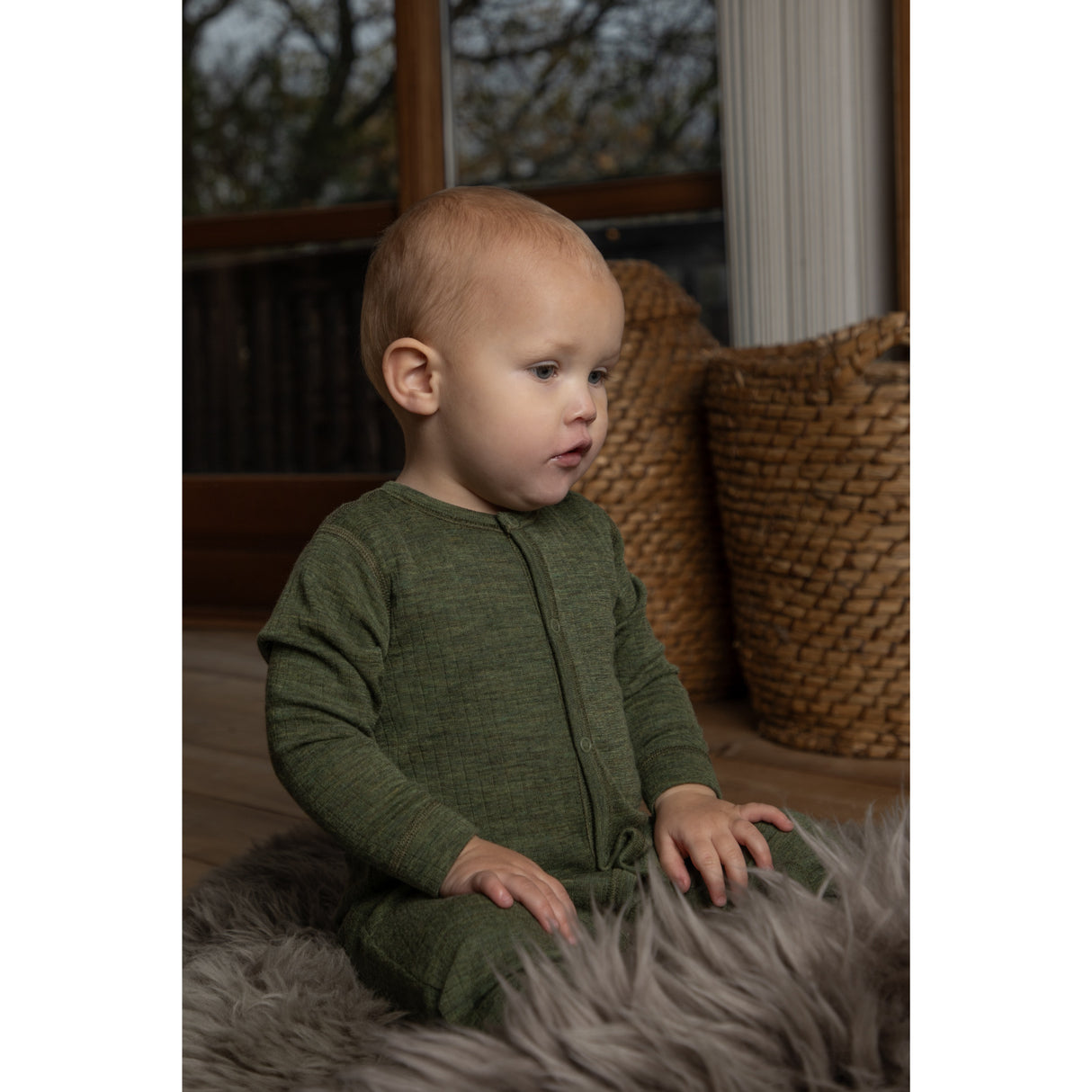 Joha Dark Olive Nattdräkt 2-i-1 Fødder