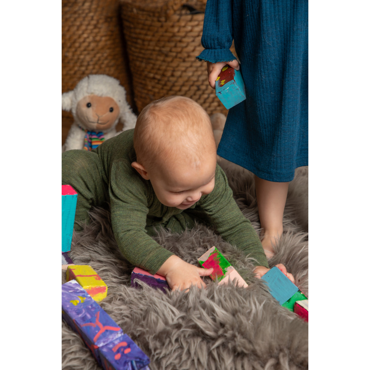 Joha Dark Olive Nattdräkt 2-i-1 Fødder