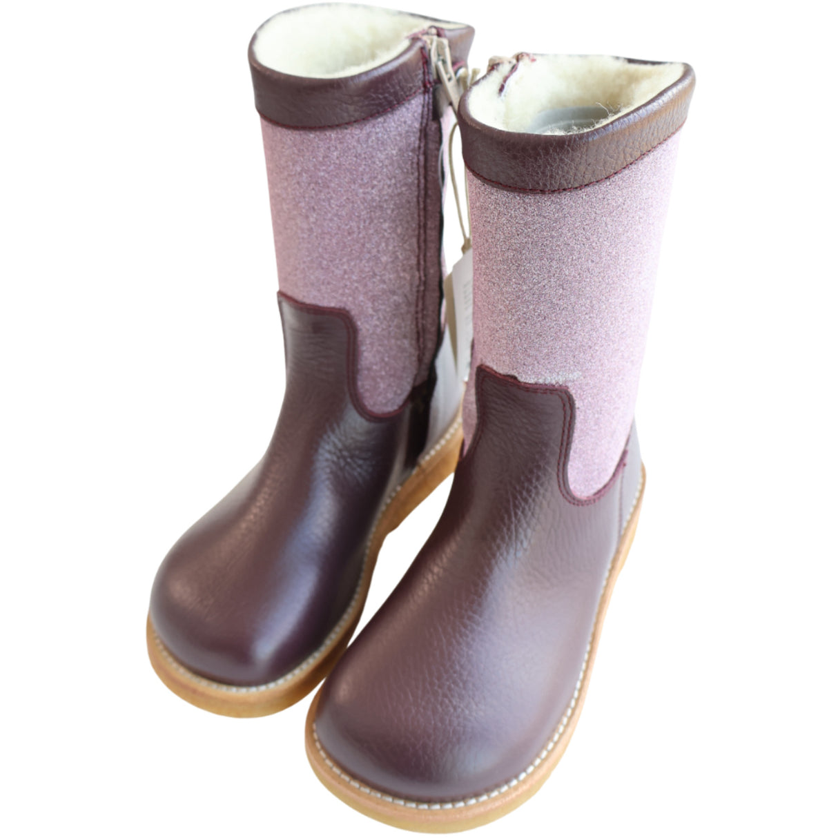 Angulus Aubergine/Aubergine Glitter TEX Glitter Känga med Glitter och Dragkedja