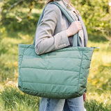 DonebyDeer Green Quiltad Pusle Tote Bag