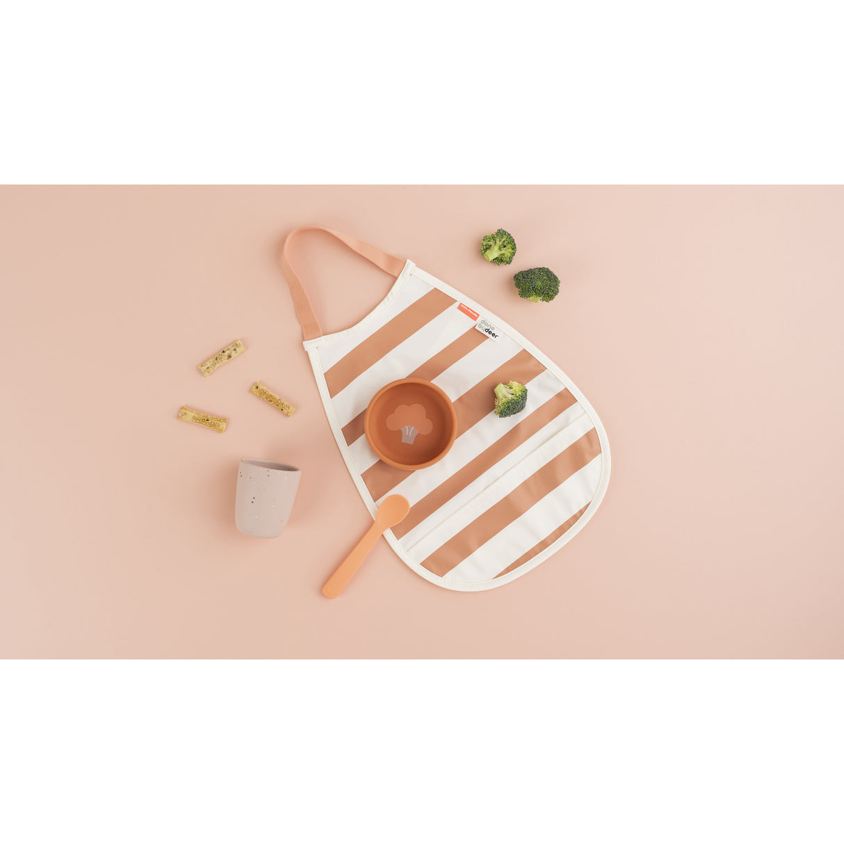 DonebyDeer Papaya/Powder Pull-Over Haklapp 2-Pack Stripes