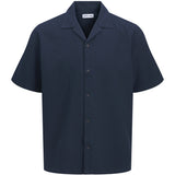 Jack & Jones Junior Navy Blazer Jjglobal Waffle Resort Skjorta Ss Mp Jnr