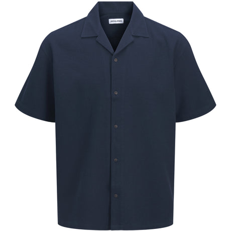 Jack & Jones Junior Navy Blazer Jjglobal Waffle Resort Skjorta Ss Mp Jnr