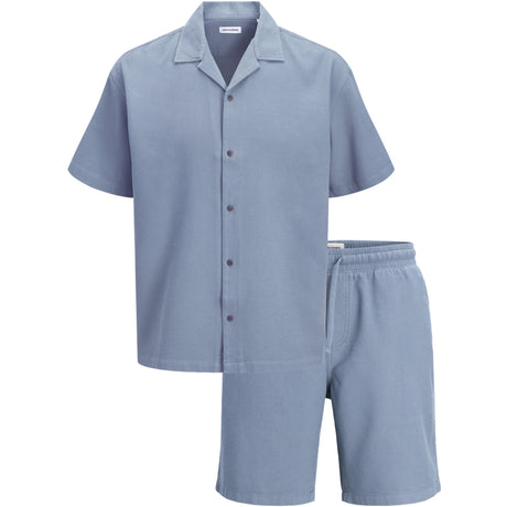Jack & Jones Junior Blue Mirage Jjglobal Waffle Resort Skjorta Ss Mp Jnr