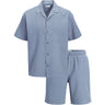 Jack & Jones Junior Blue Mirage Jjglobal Waffle Resort Skjorta Ss Mp Jnr