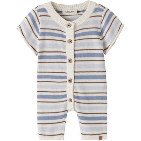 Lil'Atelier Coconut Milk Dusty Blue Nbmhito Ss Stickad Dräkt Lil