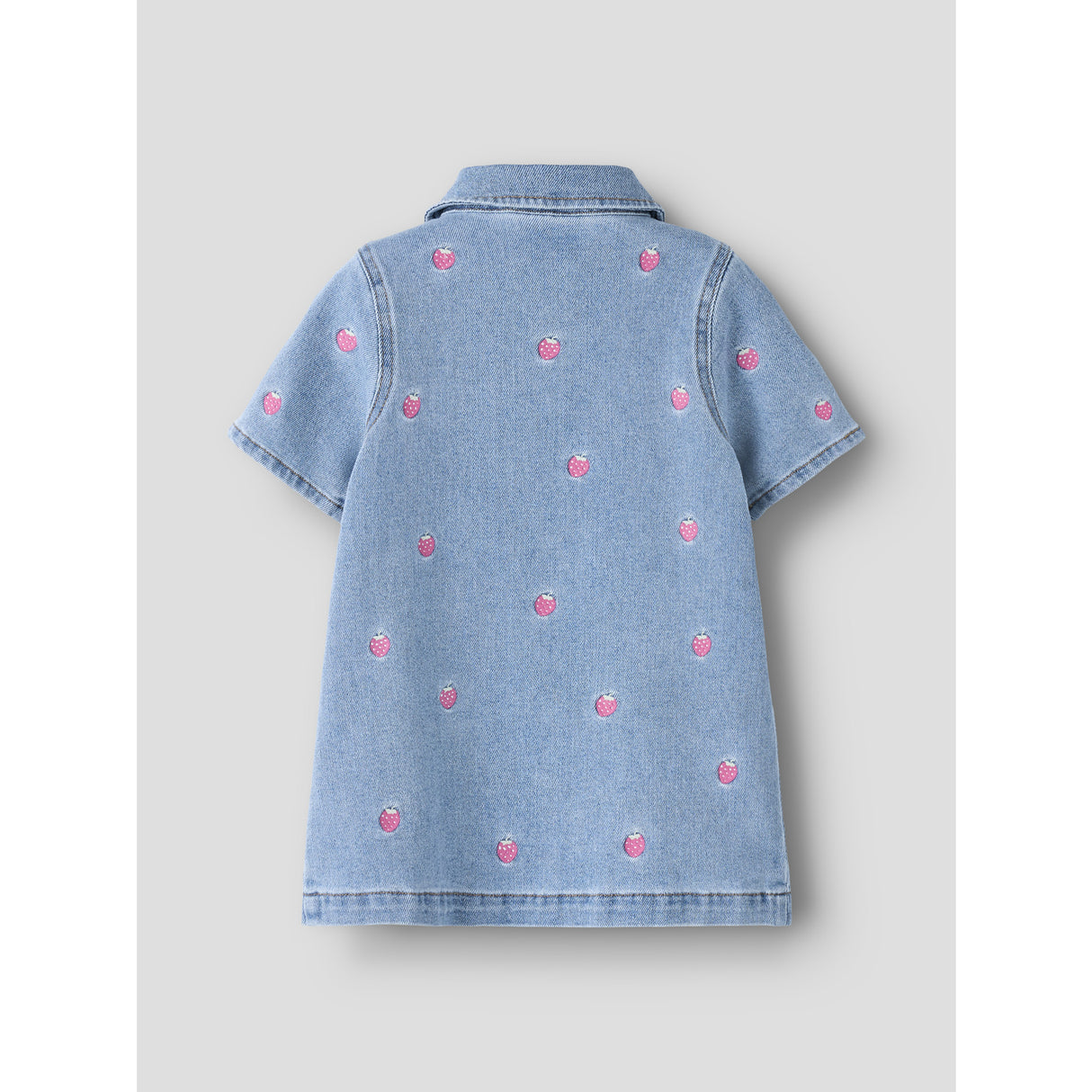 Name It Light Blue Denim Starwberry Nmflaila Ss Emb Klänning 6202-Iz