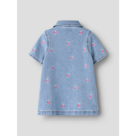 Name It Light Blue Denim Starwberry Nmflaila Ss Emb Klänning 6202-Iz