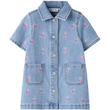 Name It Light Blue Denim Starwberry Nmflaila Ss Emb Klänning 6202-Iz