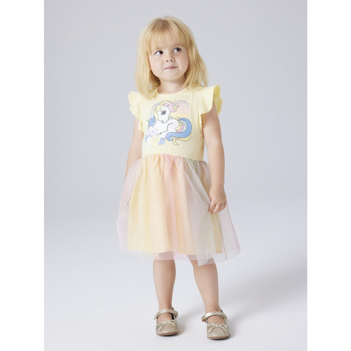 Name It Double Cream Nmfadaja Mlp Ss Tyll Klänning Cplg