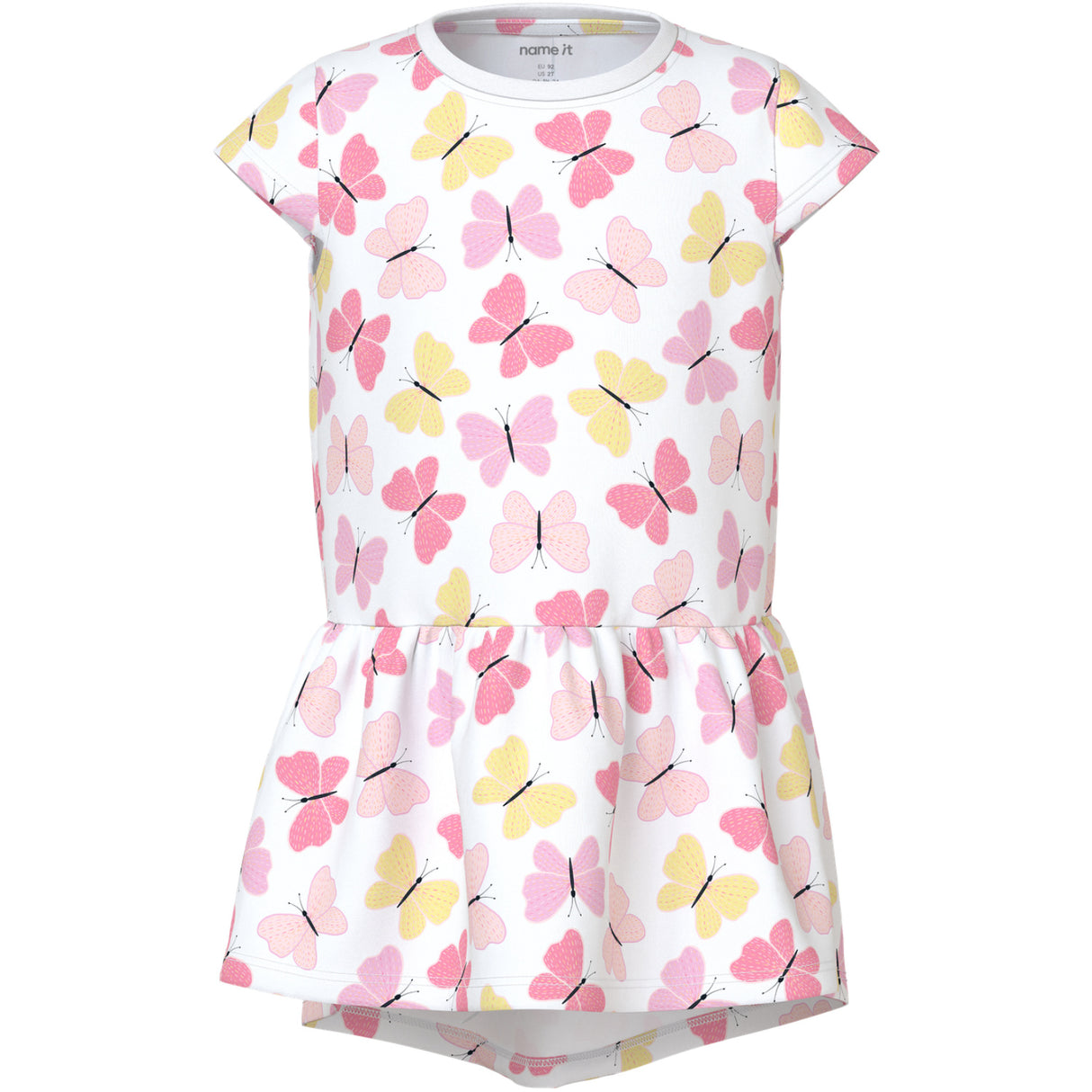 Name It Bright White Pink Butterfly Nmfvigga Capsl Klänning F1 Noos
