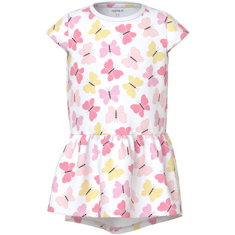 Name It Bright White Pink Butterfly Nmfvigga Capsl Klänning F1 Noos