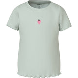 Name It Pale Aqua Strawberries Embroidery Nmfvivemma Ss Slim Topp