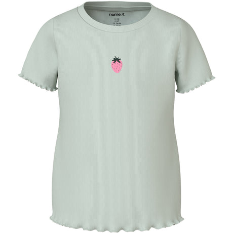 Name It Pale Aqua Strawberries Embroidery Nmfvivemma Ss Slim Topp