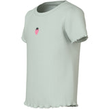Name It Pale Aqua Strawberries Embroidery Nmfvivemma Ss Slim Topp