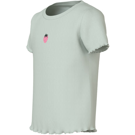Name It Pale Aqua Strawberries Embroidery Nmfvivemma Ss Slim Topp