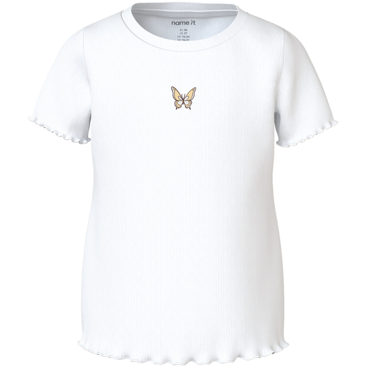 Name It Bright White Butterfly Embroidery Nmfvivemma Ss Slim Topp