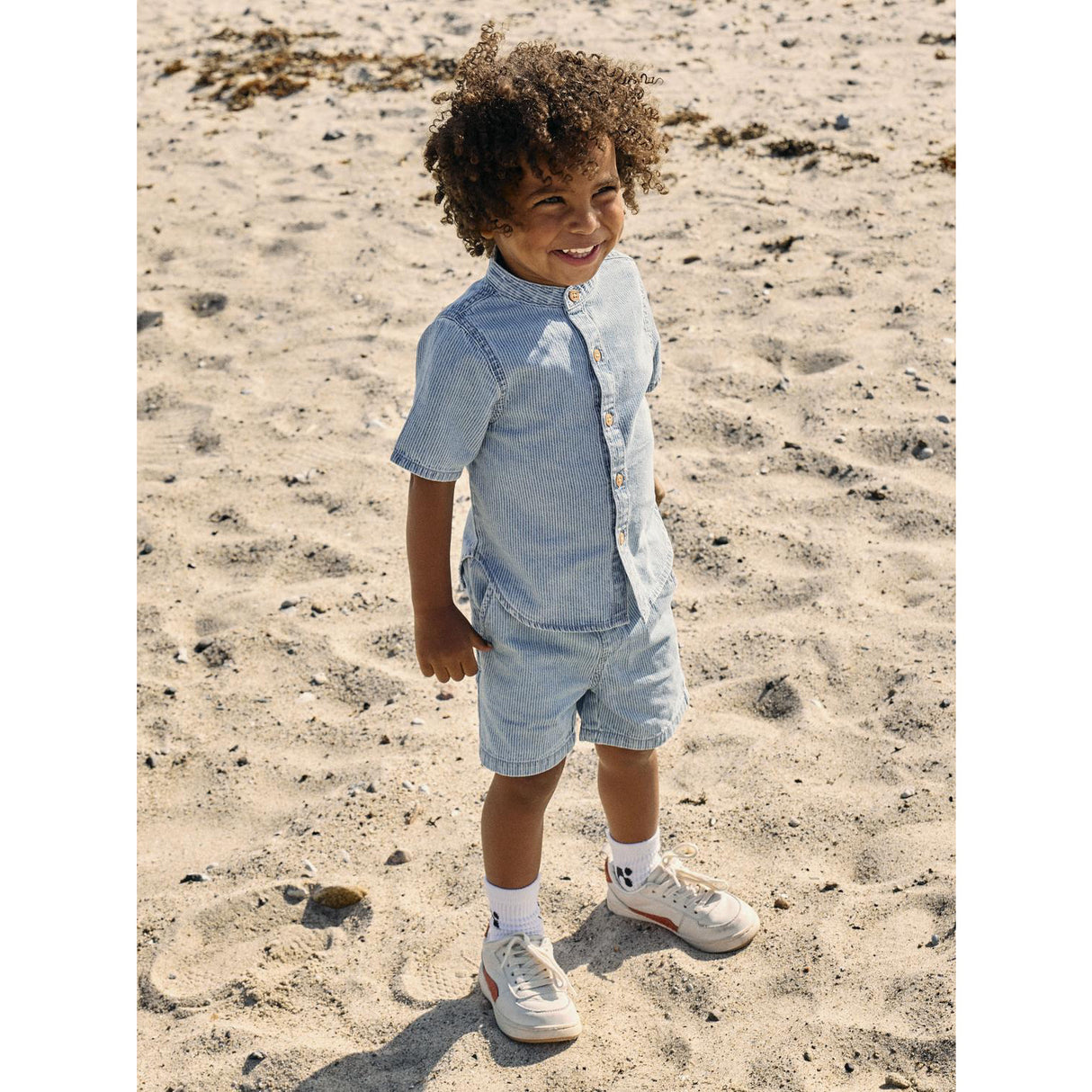 Name It Light Blue Denim Nmmhans Stripe Dnm Ss Skjorta 1910-Ip H