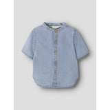 Name It Light Blue Denim Nmmhans Stripe Dnm Ss Skjorta 1910-Ip H