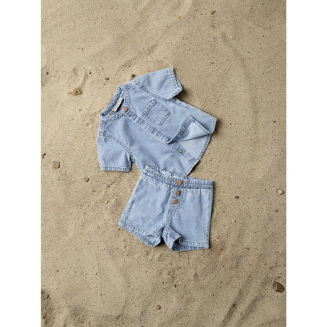 Name It Light Blue Denim Nbmleo Stripe Dnm Ss Skjorta 1910-Ip H