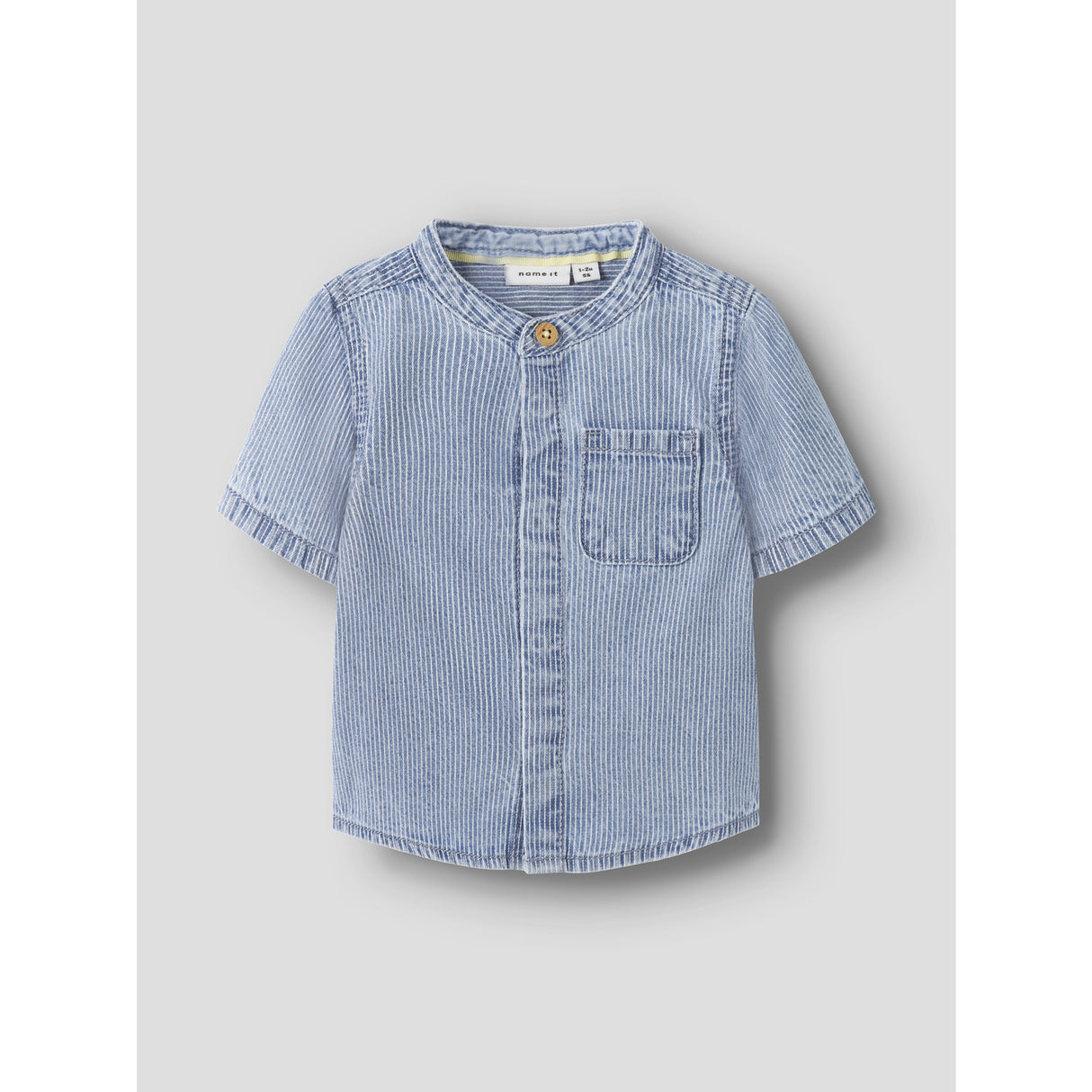 Name It Light Blue Denim Nbmleo Stripe Dnm Ss Skjorta 1910-Ip H